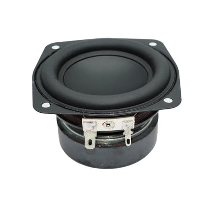 Black square 3 inch 78mm subwoofer speaker with circular cone and silver terminal brackets for diy home theater ohm 15w supper bass