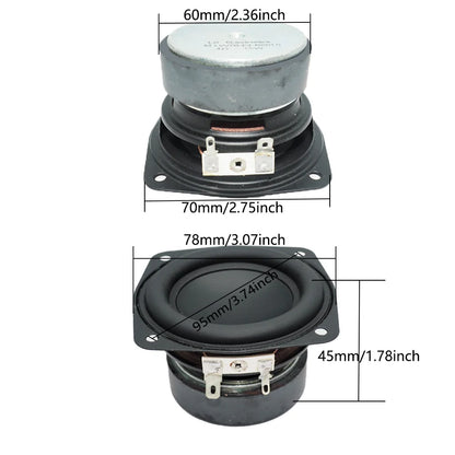 Black and silver 78mm inch subwoofer speaker driver with 4 ohm 15w supper bass for diy home theater use