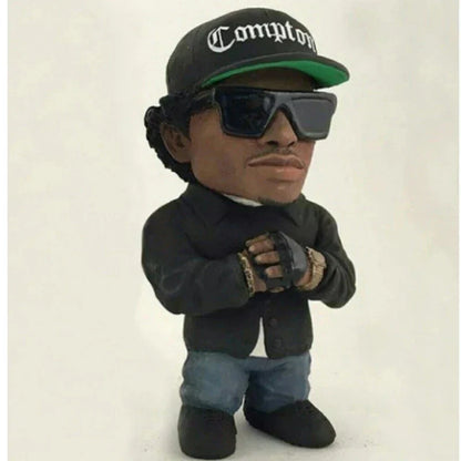 Black and green compton cap hip hop legend commemorative resin ornament with oversized sunglasses and gold-trimmed gloves