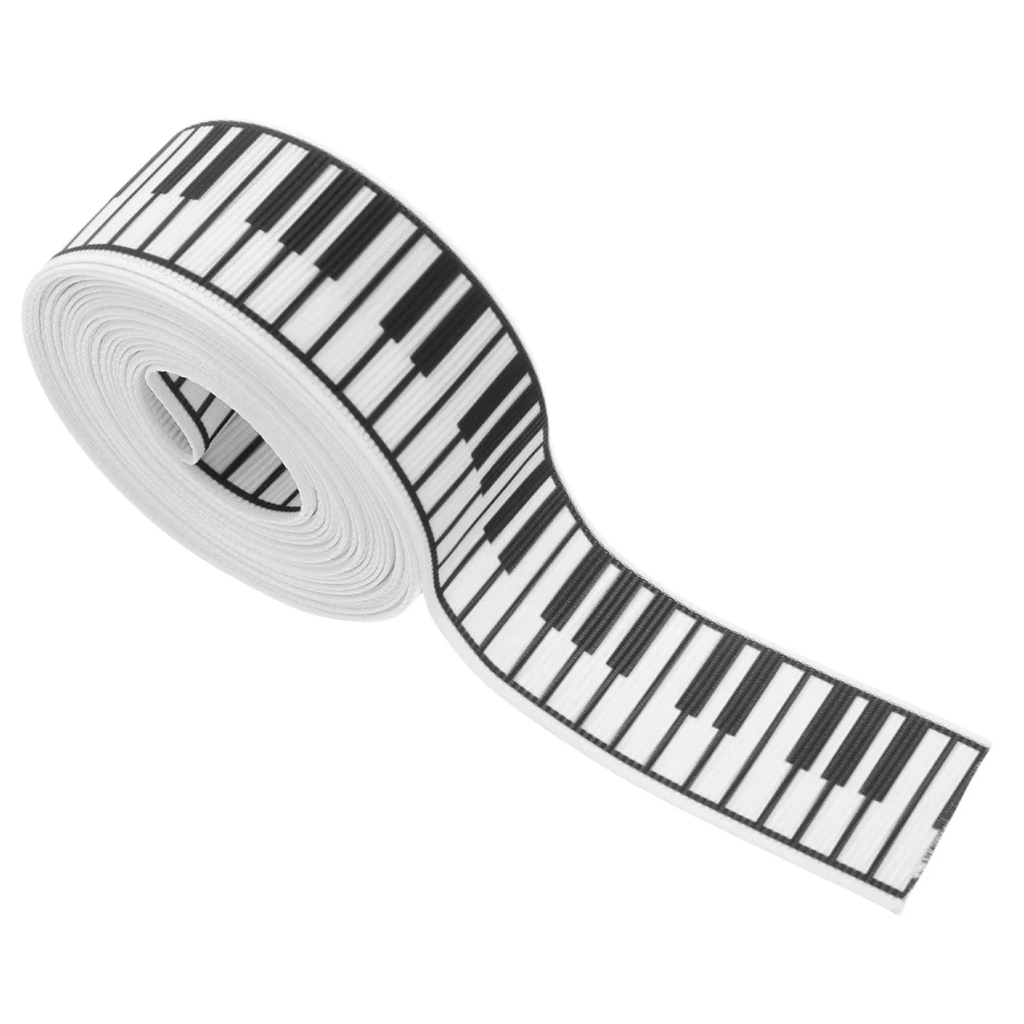 A roll of black and white piano key elastic ribbon 2.5cm for wedding diy present wrapping floral bouquet birthday party decorations