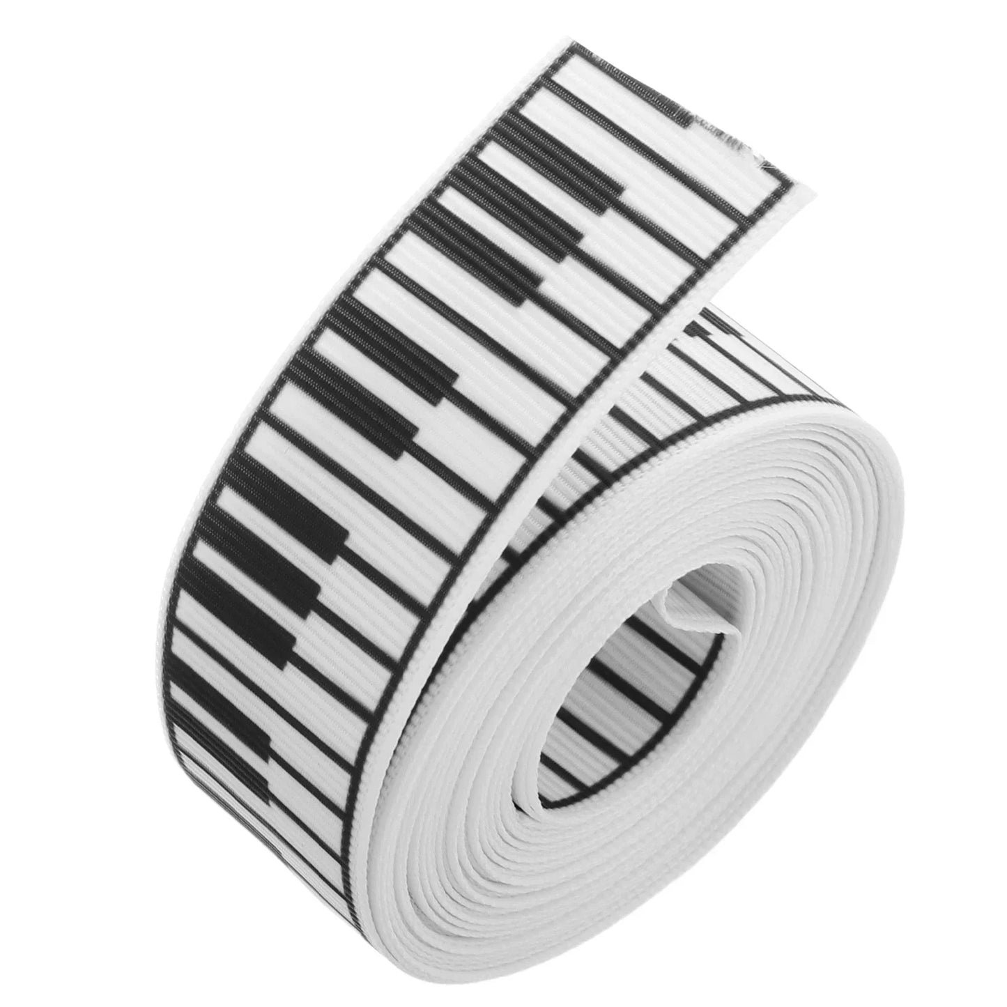 A roll of white elastic ribbon with black and white piano keys for wedding diy present wrapping floral bouquet birthday party