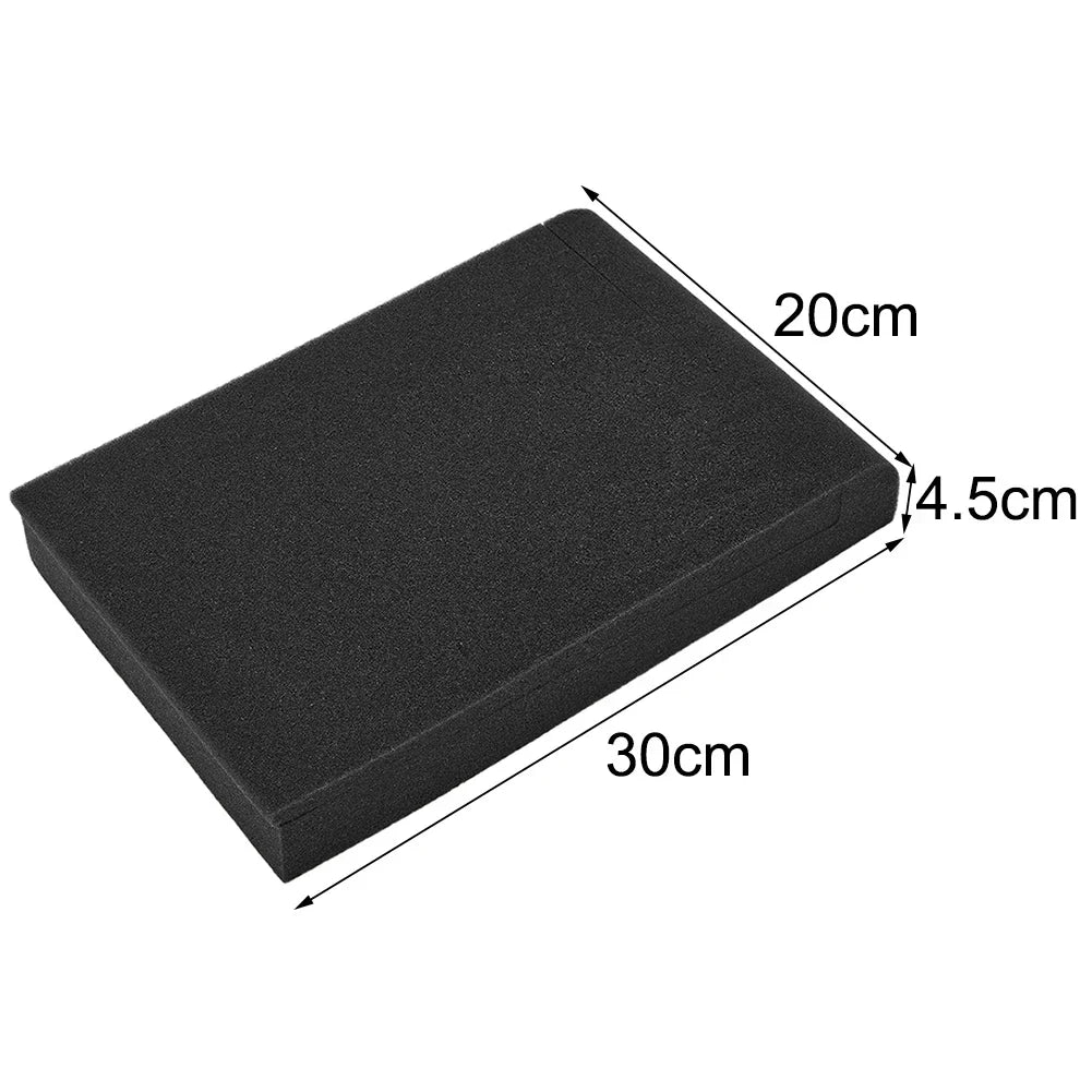 Black high density foam studio monitor speaker isolation pad 30cm by 20cm by 4.5cm for soundproofing