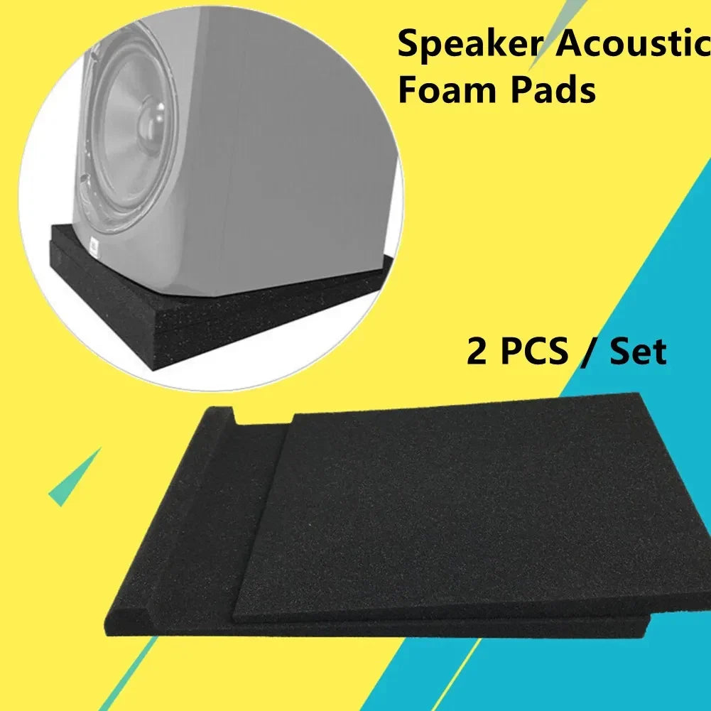Black high density foam speaker acoustic isolation pads for soundproofing and studio monitor protection 30x20x4.5cm