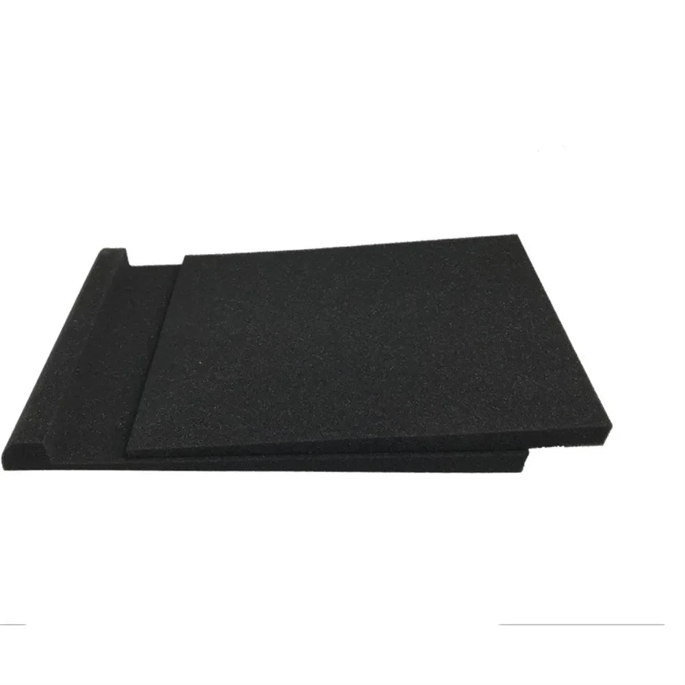 Black rectangular high density foam acoustic panel with textured surface and raised edge for soundproof isolation