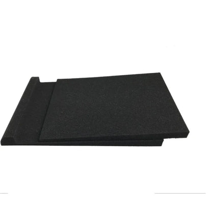 Black rectangular high density foam acoustic panel with textured surface and raised edge for soundproof isolation