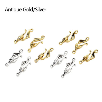 Antique bronze silver filigree clasps with ornate musical note hook design for jewelry making diy bracelet and necklace