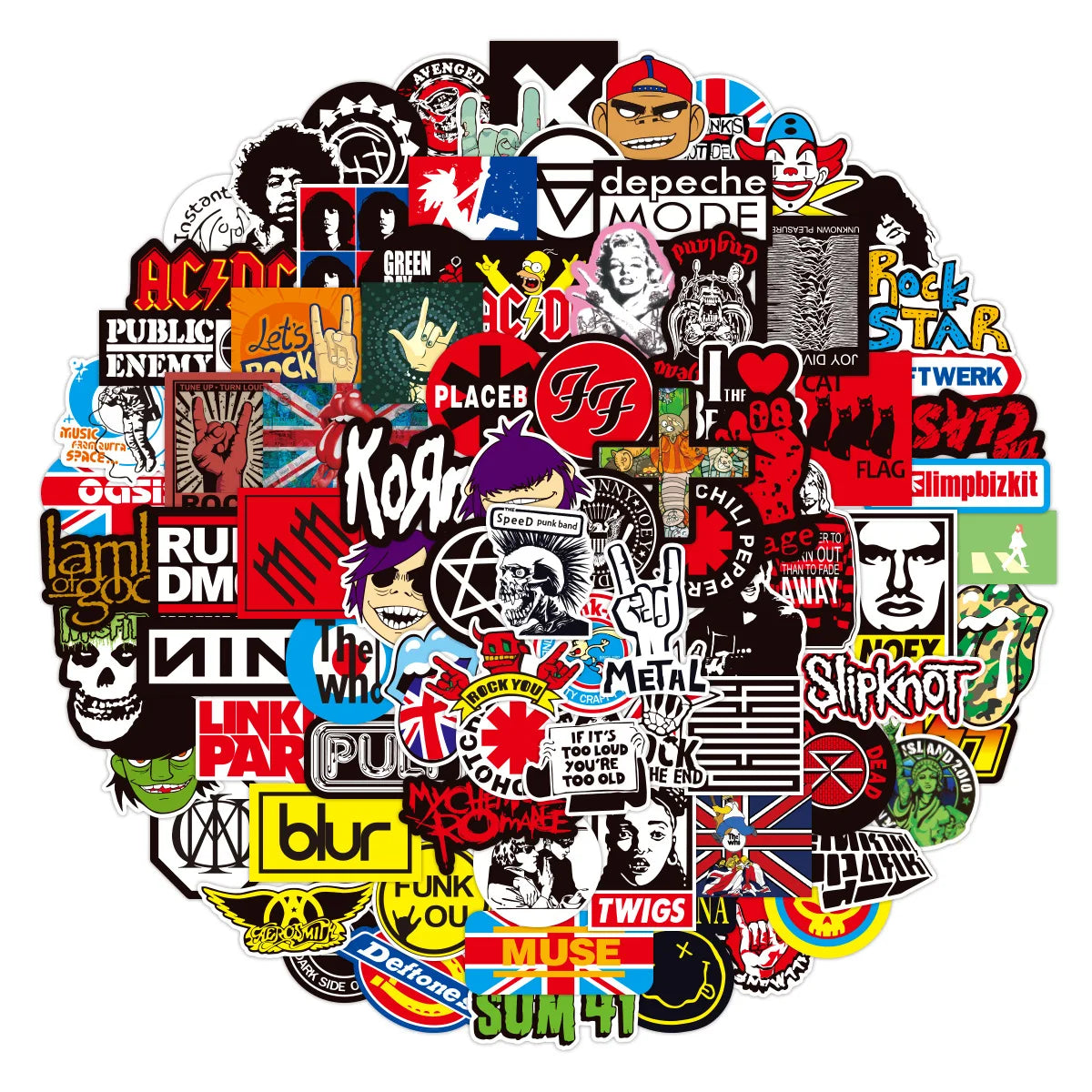 A vibrant collection of colorful punk style stickers featuring personalized decorative graffiti for toys diy scrapbook use