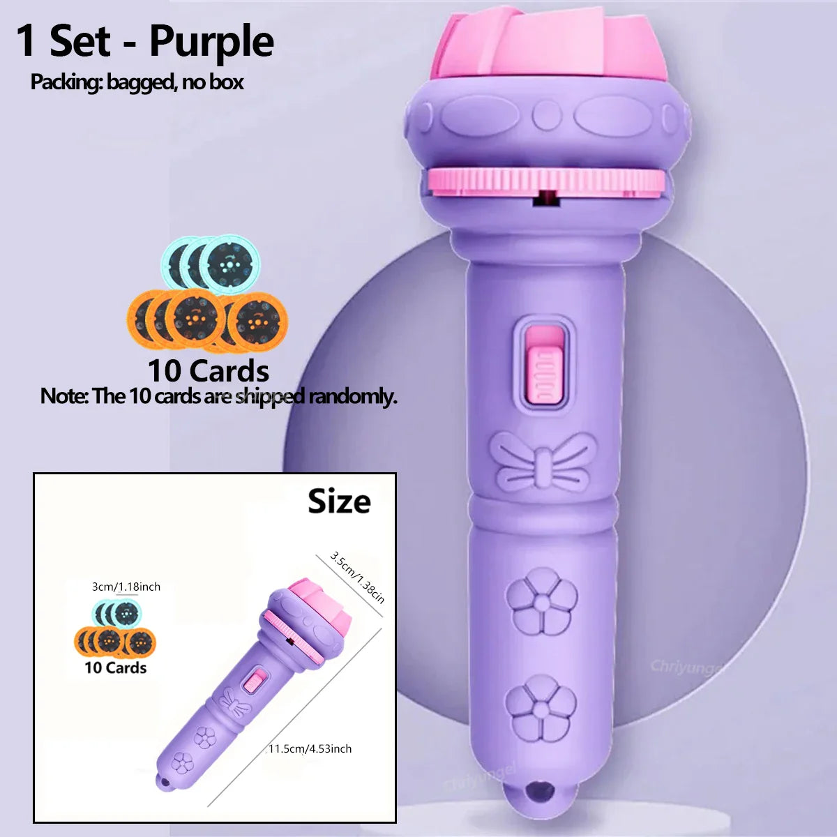 Purple plastic cartoon projection flashlight toy with pink floral patterns creative children projector baby toys