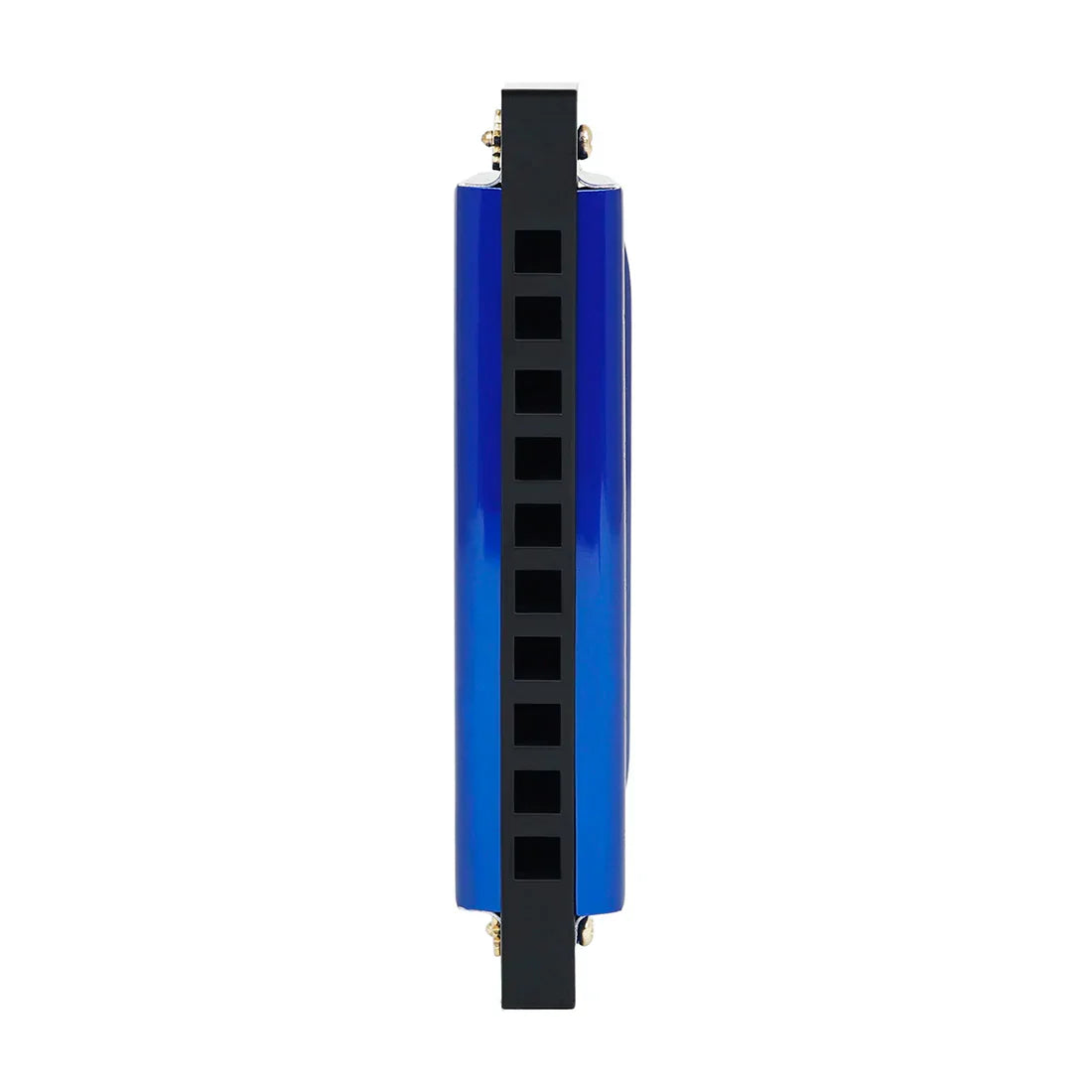 Blue harmonica colorful metal shell with black mouthpiece 10 holes 20 notes packing box educational toy orff gift
