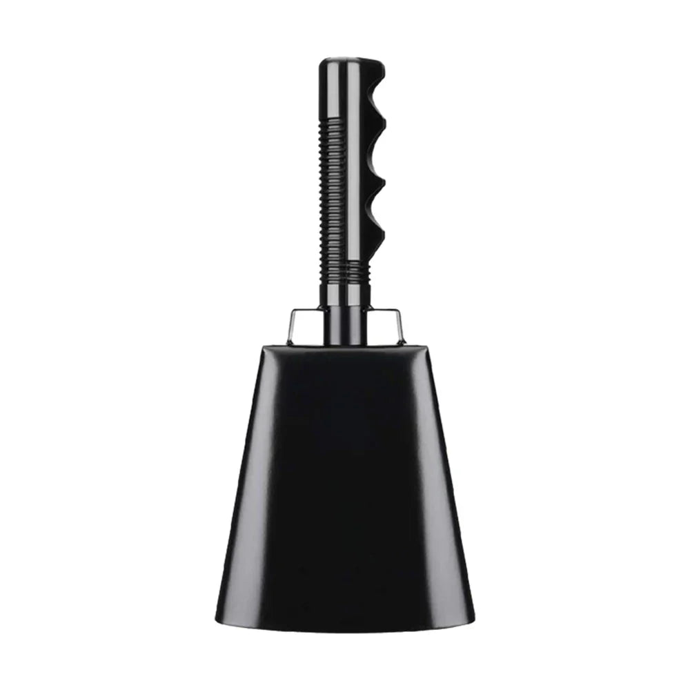 Black metal 10 inch cowbell noise makers percussion musical instrument iron decorations with textured ridged handle