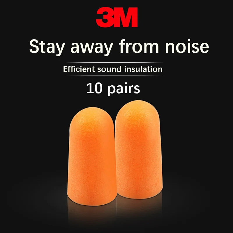 Orange 3m earplugs for sleep learning featuring super noise reduction and efficient industrial sound insulation material