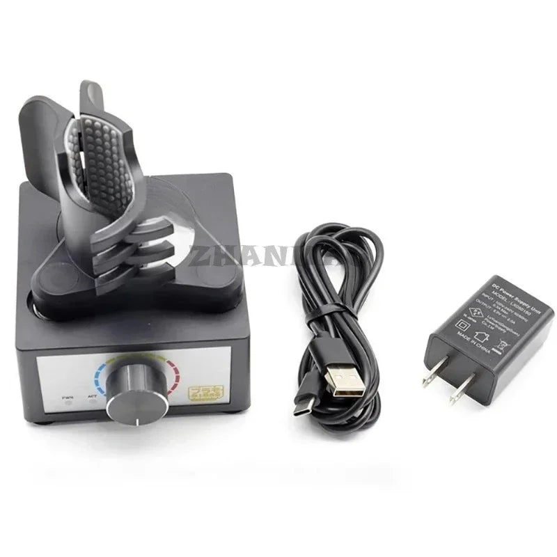 Black plastic eddy current mixer with adjustable speed mini dial and clamp for hobby model making and paint mixing