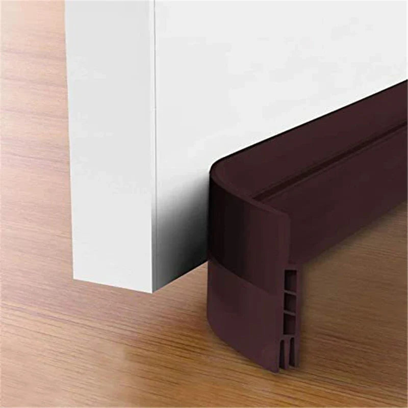 Dark brown high quality 100cm silicone door draft stopper with curved flexible design for wind and sound insulation