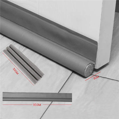 Gray high quality 100cm silicone door rubber draught excluder strip 3cm thick installed at bottom of doorway