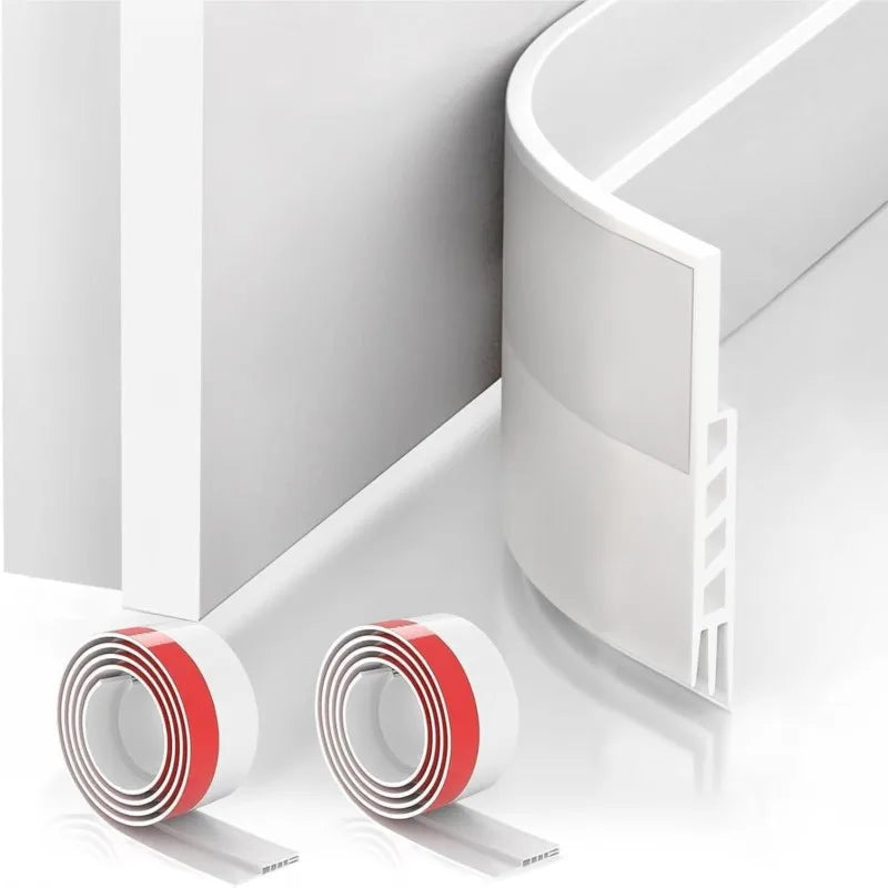 White flexible high quality 100cm silicone door draft stopper with red adhesive strip for sealing gaps around doors