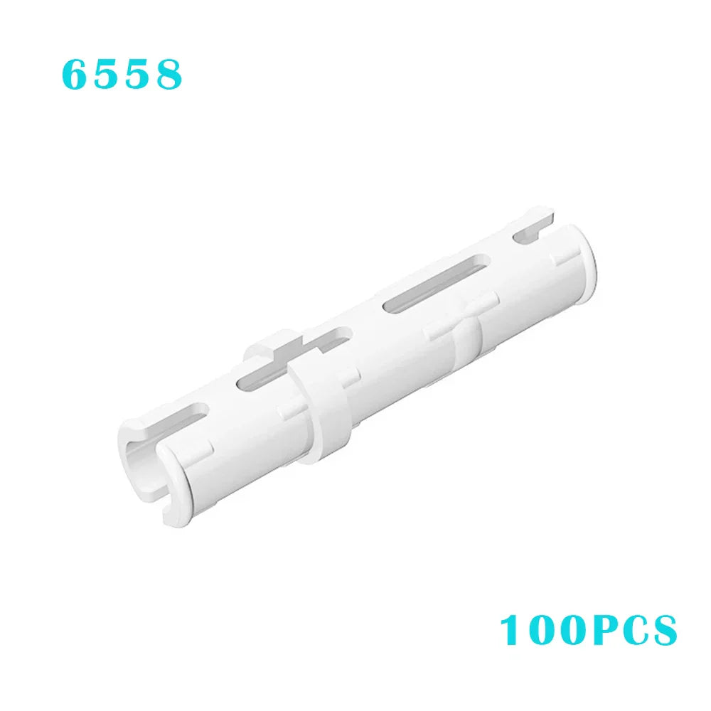 White plastic cylindrical connector with multiple slots for interlocking compatible with friction ridges bricks technical moc buildings diy christmas gifts