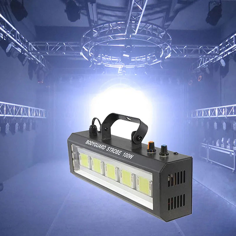 Black 100w led strobe light with five yellowish-white leds handle for easy carrying strobe light sound speed auto control