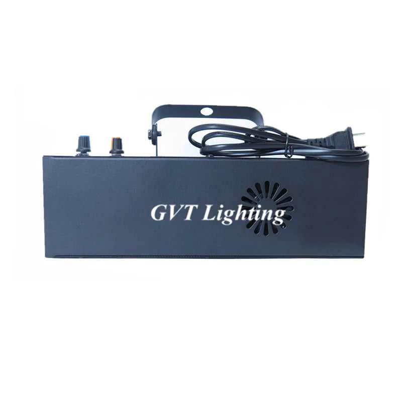 Black rectangular gvt lighting 100w led strobe with matte finish, two knobs, and coiled power cord for speed auto control
