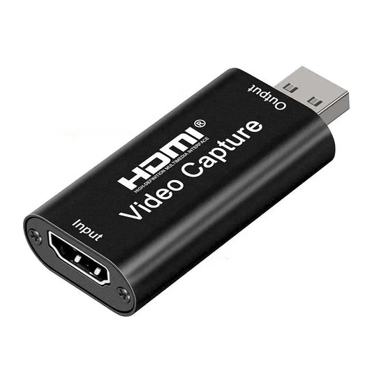 Black 1080p hdmi usb capture device with usb input and output ports for seamless streaming and gaming connectivity