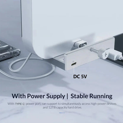 White aluminum alloy 10gbps hub usb3.2 splitter adapter with type-c power supply port for stable high-power use