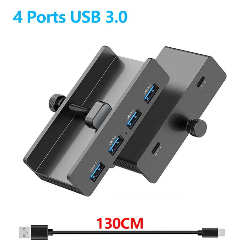 Black metal usb 3.0 hub with four ports aluminum alloy detachable cable for desktop use with power supply options