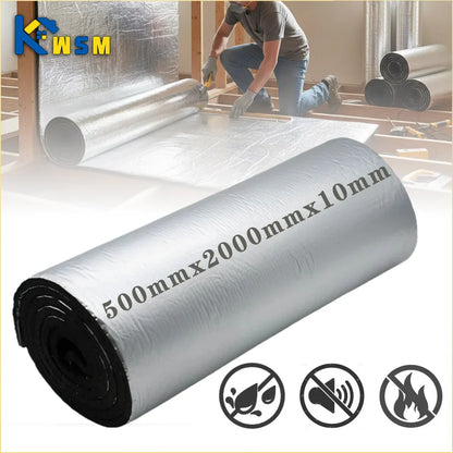 Silver reflective 10mm thick thermal insulation mat roll for sound insulation and heat barrier in walls floors and doors