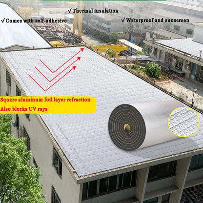 White square aluminum foil layer insulation mat with black adhesive backing for sound insulation and heat barrier