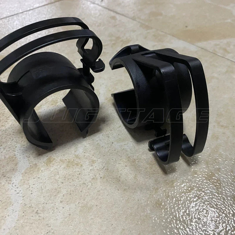 Black plastic carabiner-style lighting wire clips made of durable aluminum for truss aluminum frame and card audio line management