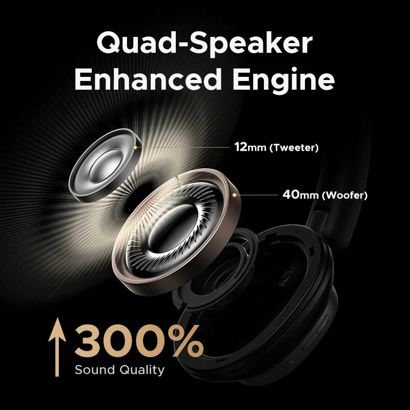 Black over-ear 【10pcs】studio pro headphones with quad-speaker engine, 12mm tweeter, 40mm woofer for type beat music