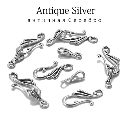 Antique silver-toned metal 10sets musical note toggle clasps with intricate scrollwork for jewelry findings making