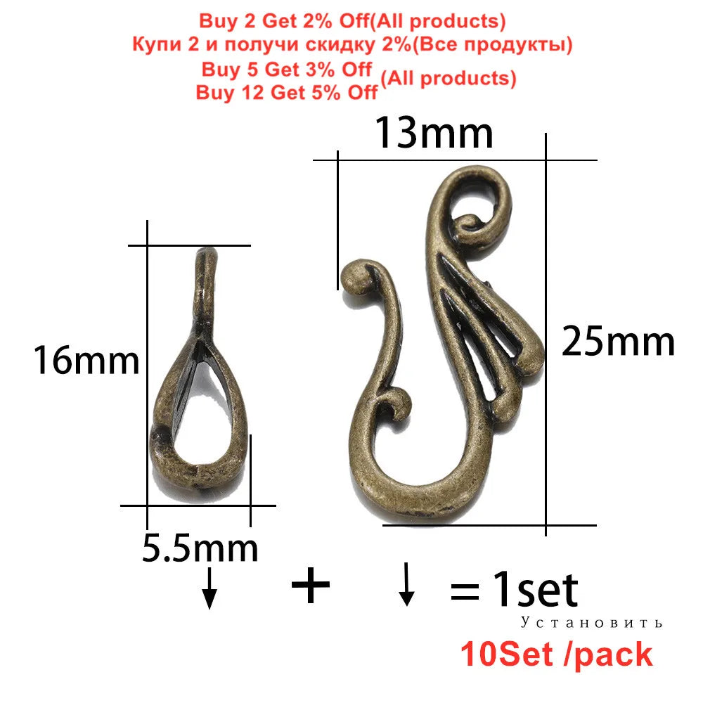 Antique brass musical note toggle clasps 10sets featuring teardrop hooks and ornate s-shaped connectors for jewelry findings making