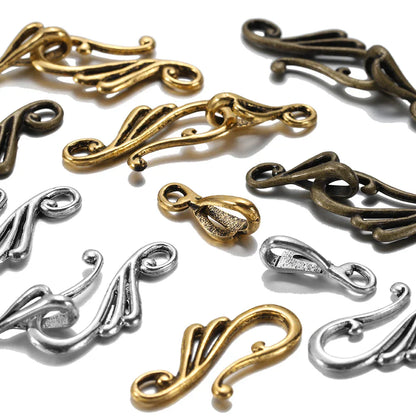 10sets antique musical note toggle clasps in gold silver and bronze metal with ornate scrollwork for jewelry findings making