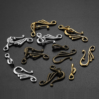 10sets antique musical note toggle clasps in gold silver and bronze with ornate scrollwork for jewelry findings making