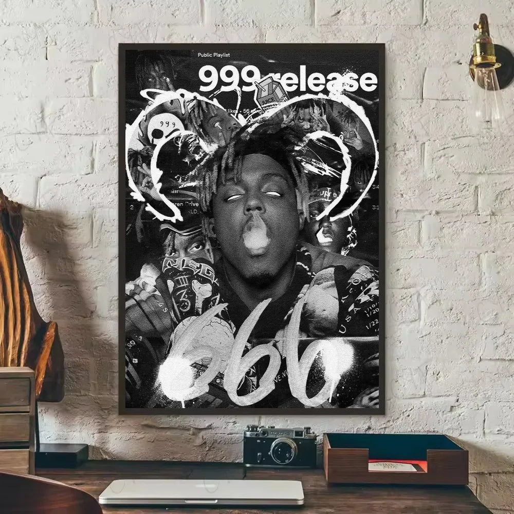 Hip-hop Juice WRLD Poster Self-adhesive Art Waterproof Paper Sticker Coffee House Bar Room Wall Decor