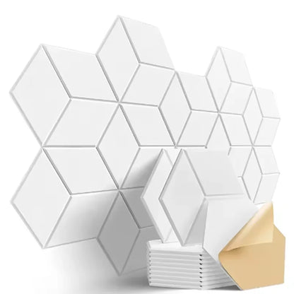 White hexagonal 3d self-adhesive acoustic panels with excellent acoustic treatment for on-site sound processing