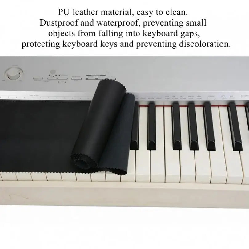 Black pu leather piano keyboard dust cover for 88 keys upright pianos protects against dust and damage