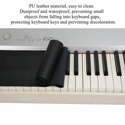 Black pu leather piano keyboard dust cover for 88 keys upright pianos protects against dust and damage