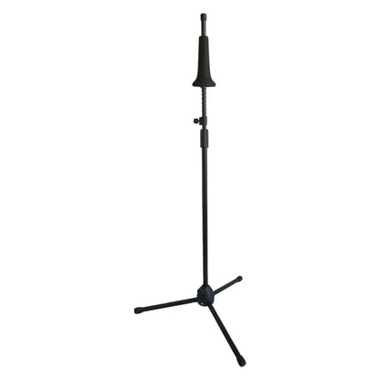Black metal trombone instrument stand with adjustable height and tripod base for 128cm trombone instrument type beat music