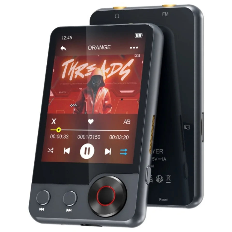 128GB MP3 player (with Bluetooth 5.3) 2.4’ portable full touchscreen music player (with speakers and Micro SD card slot) - 64G / 128 GB