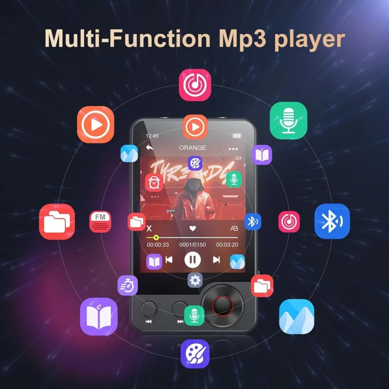 128GB MP3 player (with Bluetooth 5.3) 2.4’ portable full touchscreen music player (with speakers and Micro SD card slot) - Type Beat Music