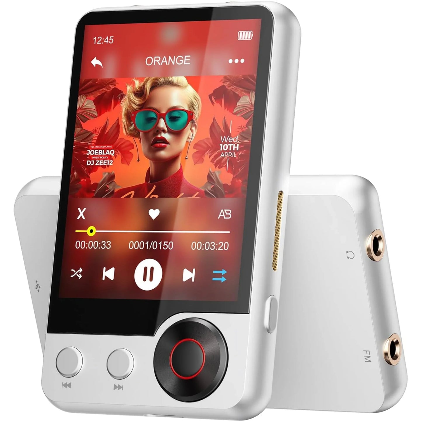 Silver x58 mp3 player with 128gb storage features hd speaker touchscreen and boosted bluetooth 5.3 connectivity