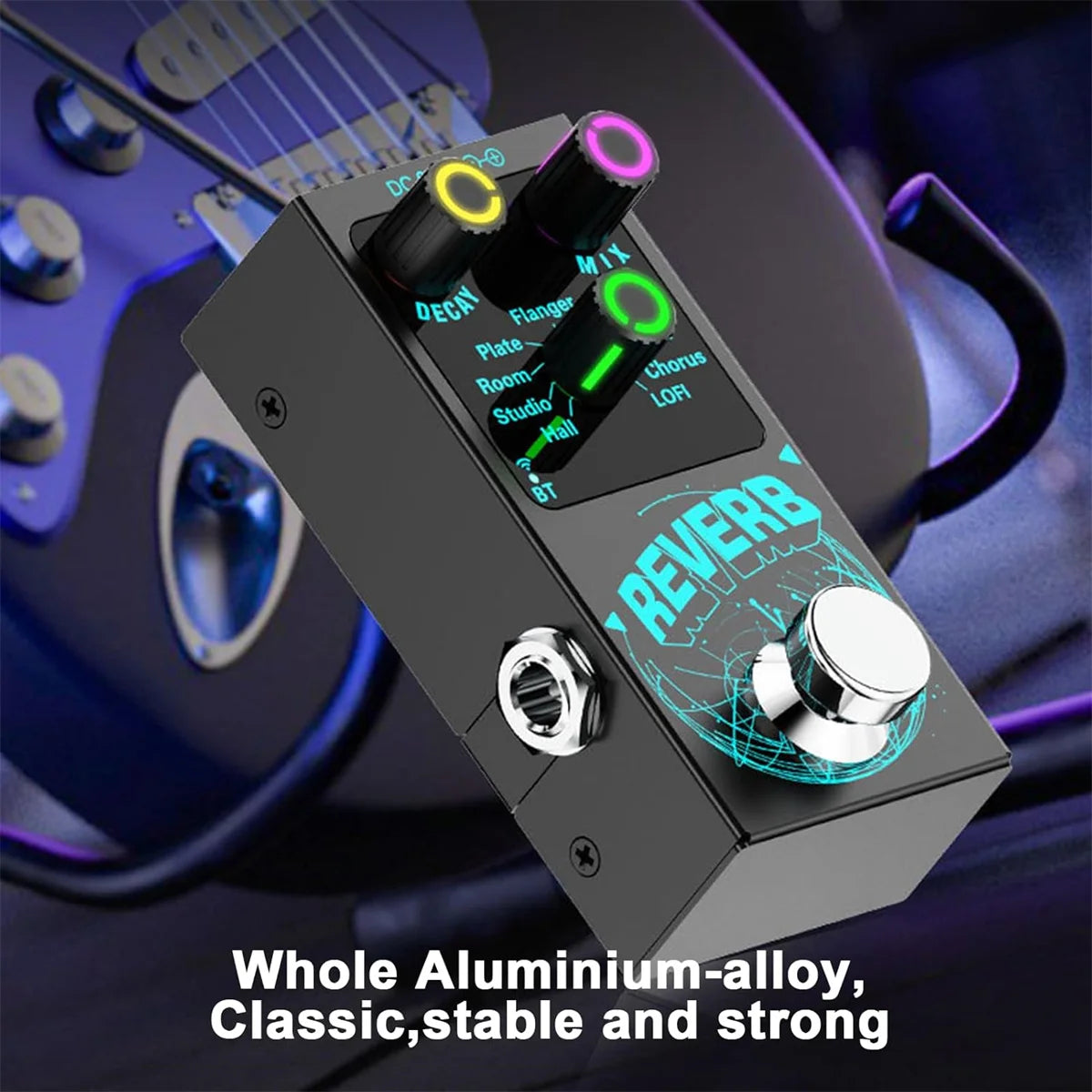 Digital Reverb Guitar Pedal - 9 Unique Reverb Effects | Wireless Accompaniment, Decay/Mix Knobs & Luminous Indicators
