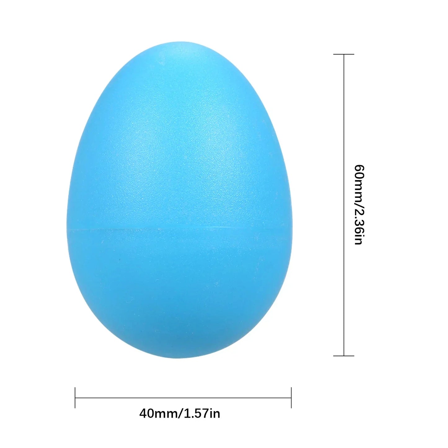 A smooth light blue plastic egg shaker musical percussion instrument for kids toys and educational use