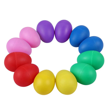 A set of 12 colorful plastic egg shakers percussion in six vibrant colors for party favors supplies and musical eggs maracas