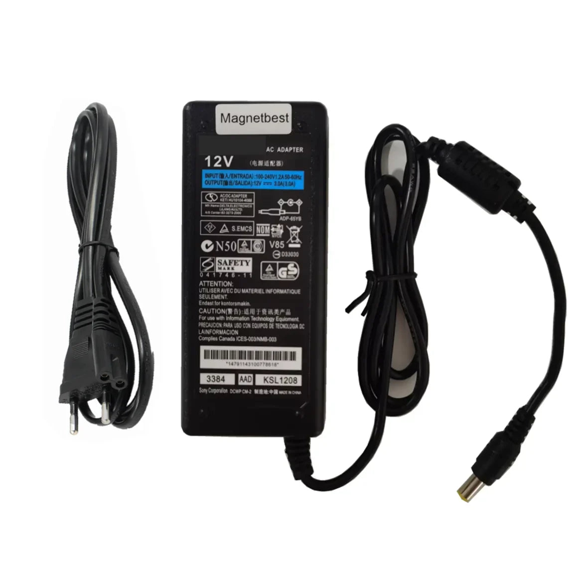Black magnetbest 12v 3a ac adapter with coiled cords and barrel connector for pioneer dj serato ddj1000 srt controller