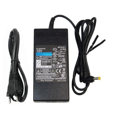 Black plastic sony 12v 3a ac adapter with coiled cords and yellow tip for pioneer dj serato ddj1000 srt digital dj controller