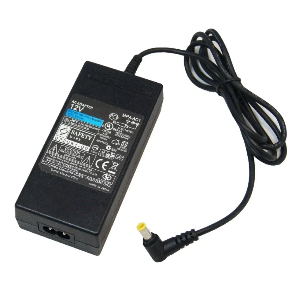 Black plastic sony 12v 3a ac adapter with yellow-tipped connector for pioneer dj serato ddj1000 srt digital dj controller