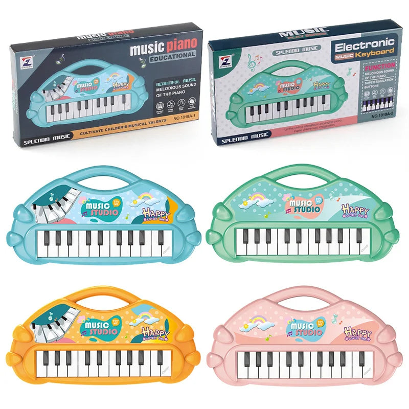Colorful plastic 13 keys piano musical toy in blue green orange and pink for instrument developmental early kids children gifts