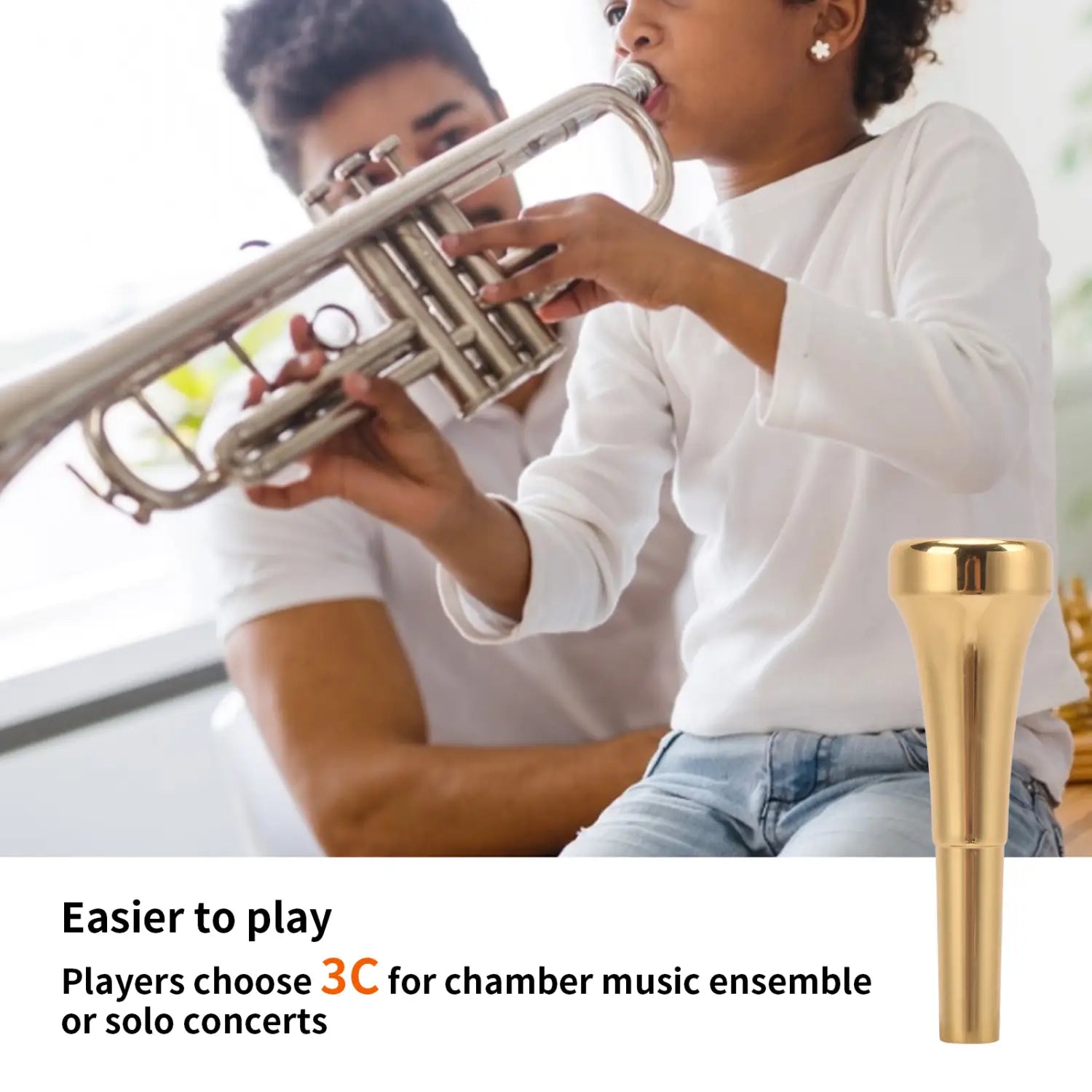 Trumpet Mouthpiece Brass 3C 5C 7C Instrument Mouthpiece Bright Tone Woodwind Musical Instrument Parts Performance Kids Toy