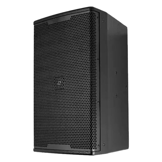 Black 1400w 12 inch subwoofer speaker with perforated grille and sturdy metal casing for pro music stage use